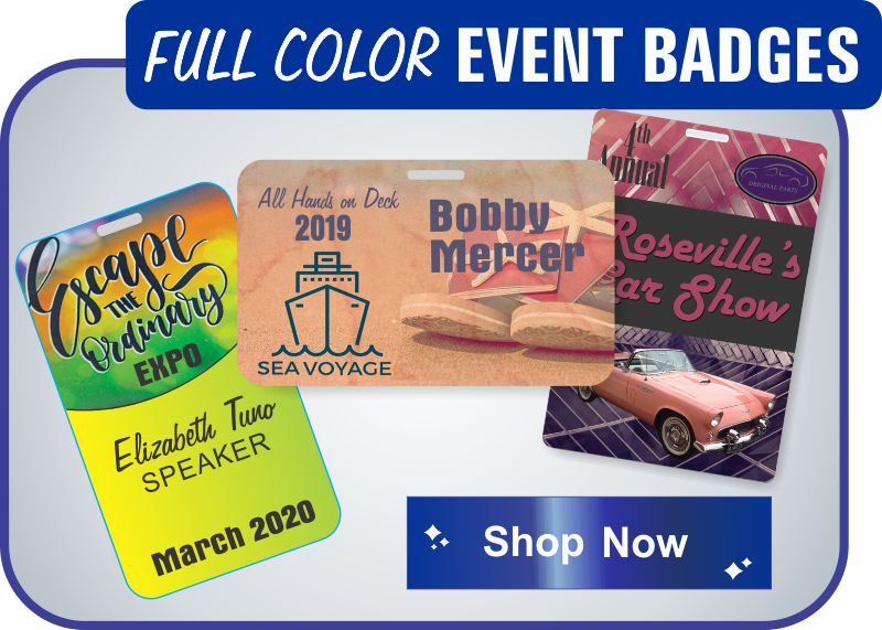 Full color event name badges